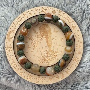Lace Agate & Green Lava Stone Bracelet